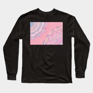 Pastel Flowers in light pink background Long Sleeve T-Shirt